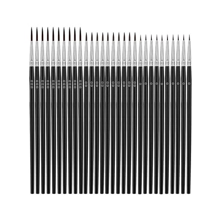 30Pcs Tiny Detail Paint Brush Set Fine Tip Liner Brushes in Sizes #000#00#0 DIY
