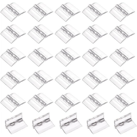 30Pcs Transparent Acrylic Hinges 1.34x0.7 Inch Continuous Hinge Folding Hinge Tools for DIY Gift Box Handicraft and Storage Box Display Stand