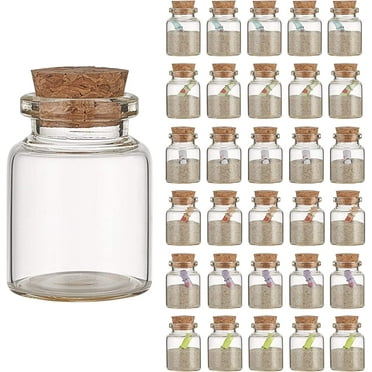 30Pcs Transparent Glass Message Vials with Cork Stoppers, Glass Wish Bottles, Tiny Small Bottles (15ml)