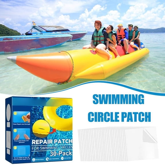 30Pcs Transparent Heavy Duty Vinyl Repair Kit, Waterproof Adhesive Patches for Air Mattress Inflatable Pool Boat Tent Bounce House Toy