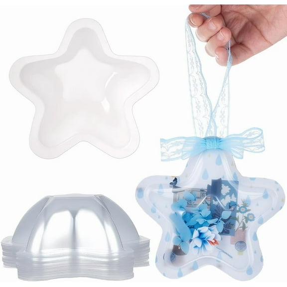 30Pcs Transparent PVC Display Dome Plant Terrarium Decor Half Round for DIY Display Case Wish Bottle Star 135x30mm 30pcs/set diy