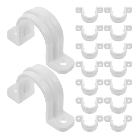 30 Pieces White PVC Tubing Clamps U Shape Pipe Bracket Clamps for Hanging Use