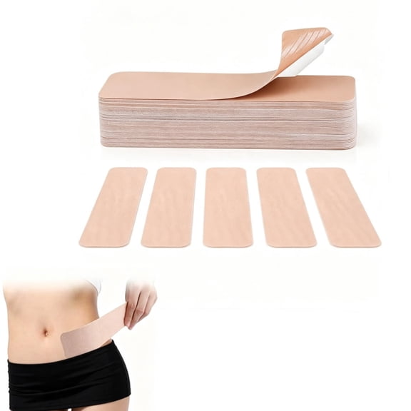 30Pcs Tummy Lift Tapes, Pre-Cut 5cm x 25cm Abdomen Lifting Band, Invisible Elastic Belly Tapes for Women Skin Thighs Back Chest