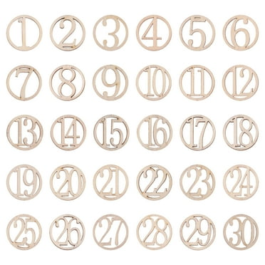 30Pcs Unfinished Wood Numbers for DIY Crafts