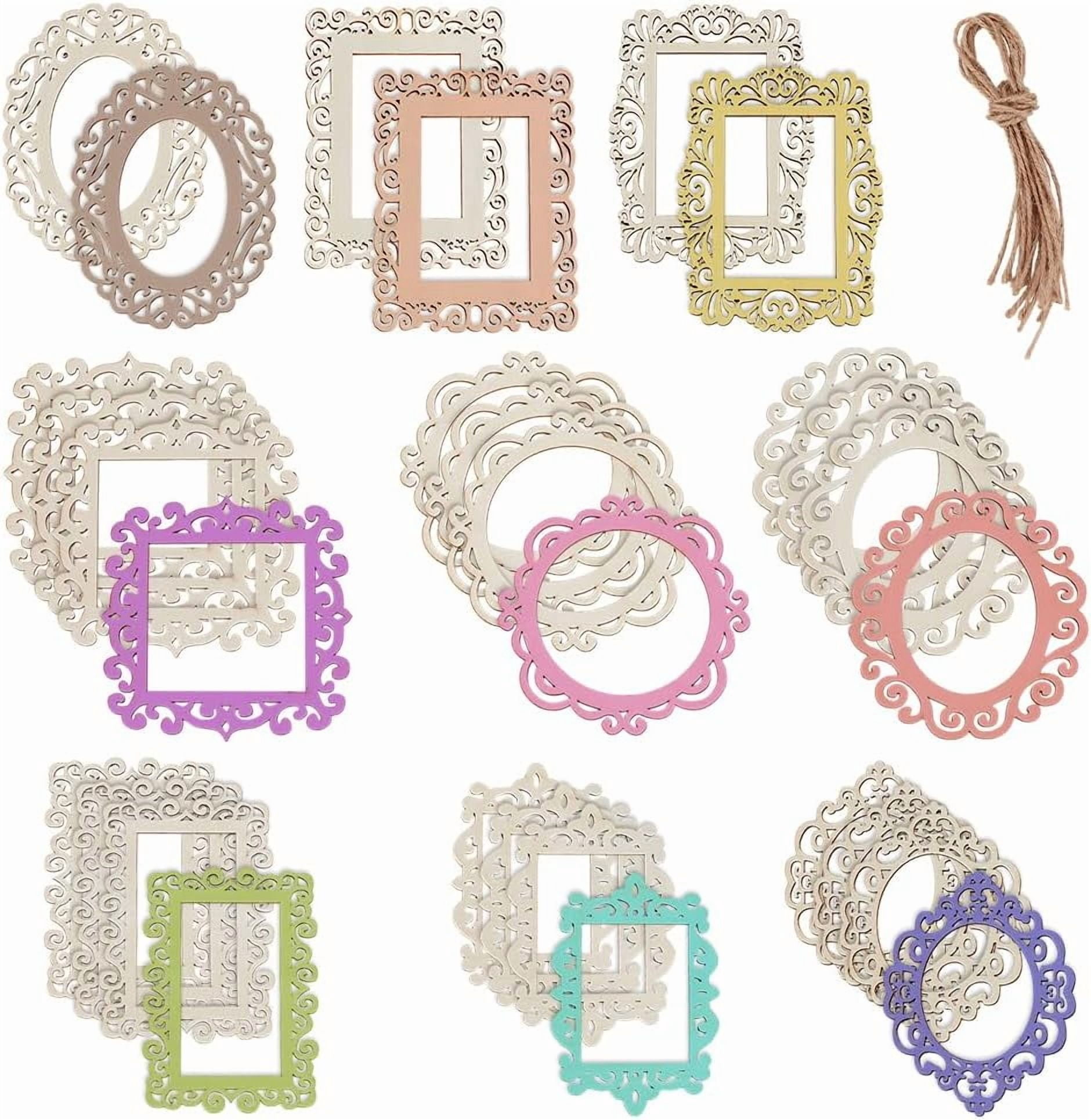 30Pcs Unfinished Wood Picture Frames 9 Styles Mini Photo Ornaments ...
