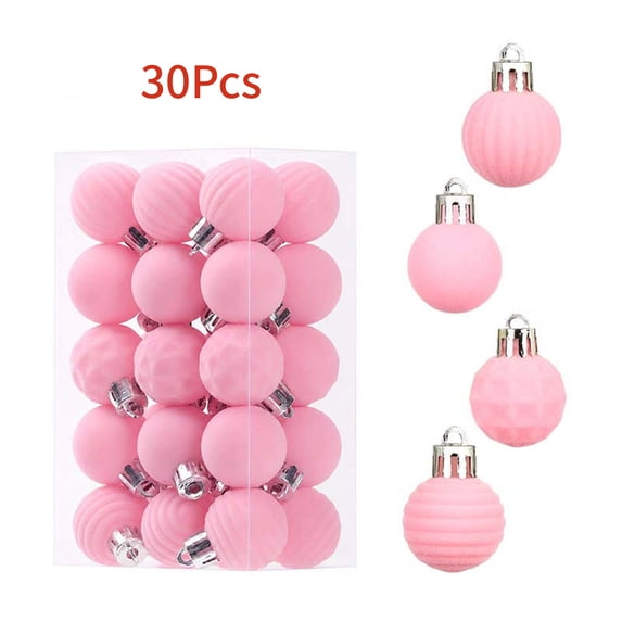 30Pcs Velvet Flocked Christmas Tree Ornaments,Embossed & Solid Hanging Baubles for Home Holiday Xmas Decor Christmas Ball Ornaments