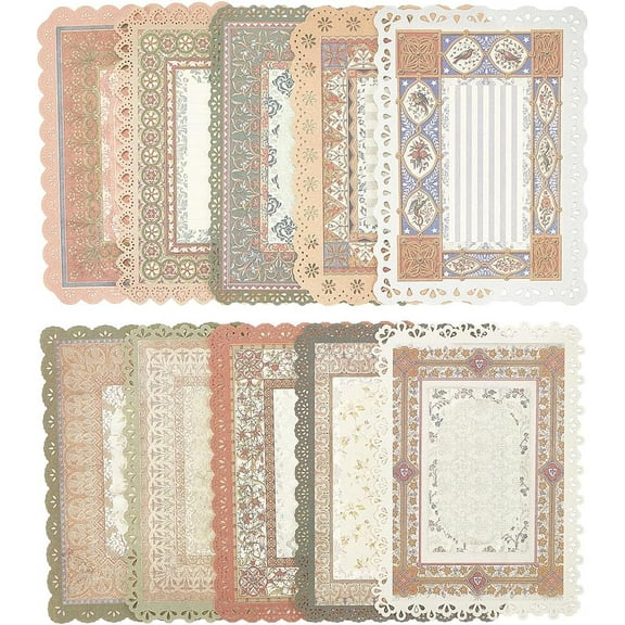 30Pcs Vintage Lace Scrapbook Paper Decorative Lace Edged Floral Scrapbooking Photo Album Paper Textured Background Stationery for Journal Letters Crafts Card Making Planner 6.9 x 4.9in Colorful