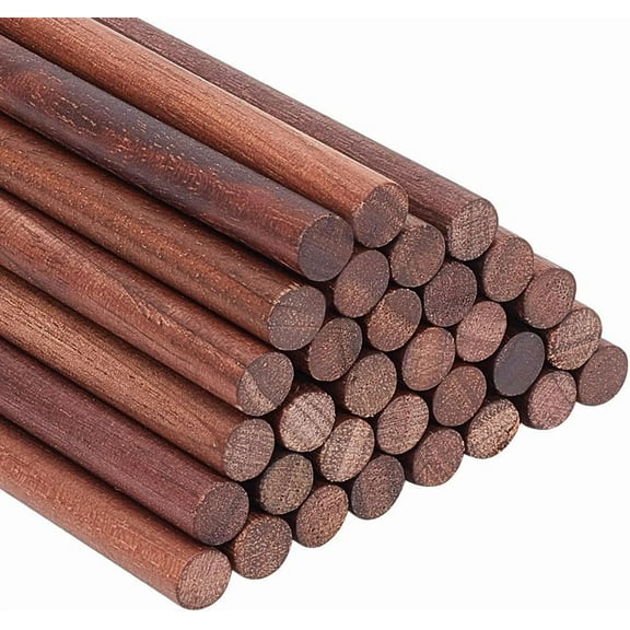 30Pcs Walnut Dowel Rods - 5.9 Inch Long 0.3 Inch Diameter - Unfinished Round Sticks - DIY Craft Supplies DIYDIY