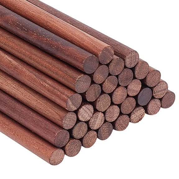 30Pcs Walnut Dowel Rods - 5.9 Inch Long 0.3 Inch Diameter - Unfinished Round Sticks - DIY Craft Supplies