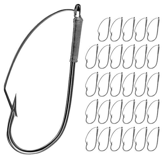 30Pcs Weedless Fishings Hook Wackys Rig Hook Replacement AntiHanging Bottom Mouthguard Fishes Hook for Soft Worm Baits