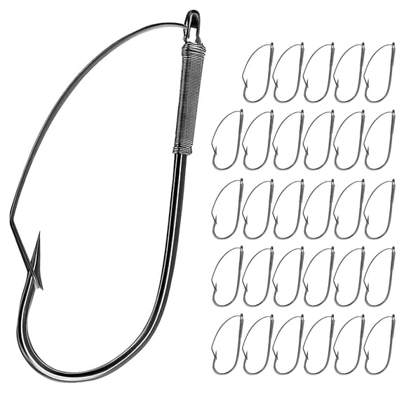 30Pcs Weedless Wackys Rigs Hook AntiHanging Bottom Mouthguard Fishes Hook Long Neck Hook Fishings Accessories Easy to Use