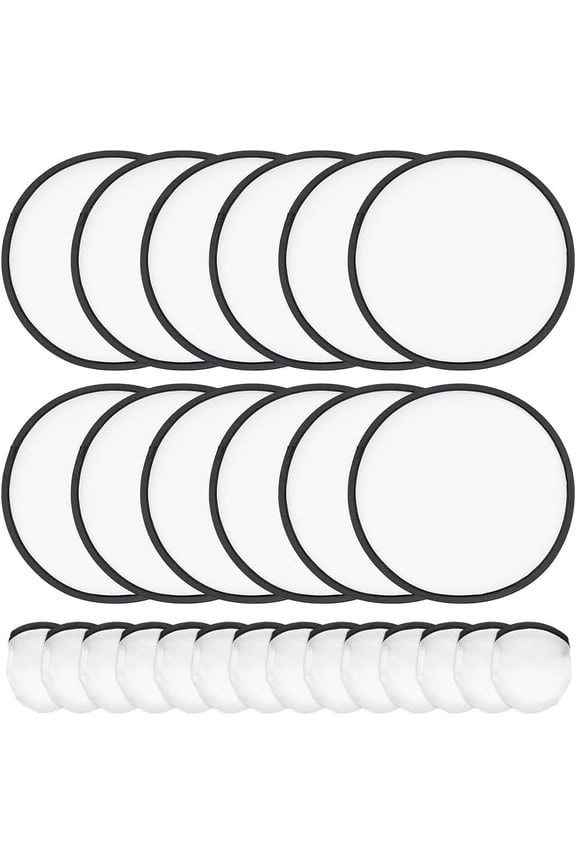 30Pcs White Foldable Flying Disc Fans 9.8inch Sublimation Fans Nylon Black Edge Folding Fan Set with Bag