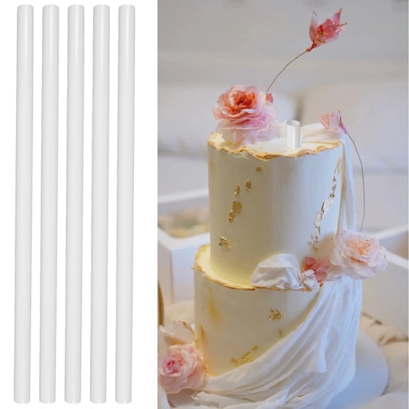 PartyKindom White PP Cake Dowel Rods for Secure Support and Reusability 30Pcs