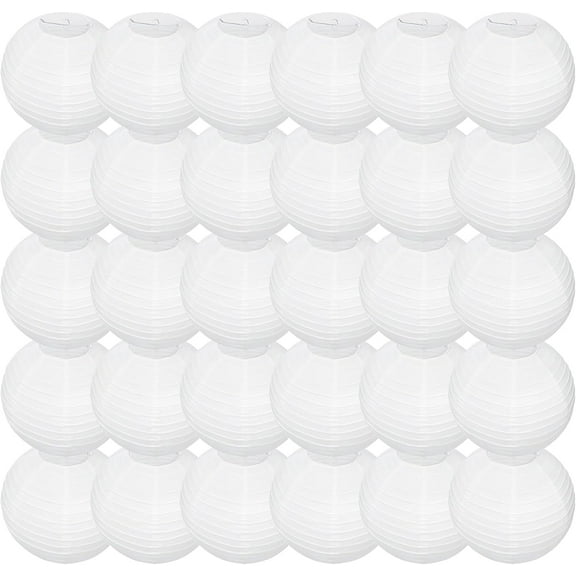 30Pcs White Round Paper Lanterns for Home Decor, Restaurant, Church, Wedding, Birthday Party Decorations, Hanging Chinese Japanese Paper Lantern Lamps (12 Inch)