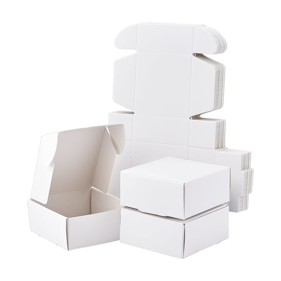 30Pcs White Square Kraft Paper Box Assembled 2.2Inch Proposal Gifts Box Cupcake Box Festival Gift Wrapping Boxes with Lidsfor Presents