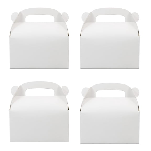 30Pcs White Treat Boxes with Handles, Paper Goodie Gift Boxes, Multipurpose Party Favor Candy Boxes for Wedding, Birthday, Graduation, Baby Shower