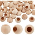thumbnail image 1 of 30Pcs Wood Dowel Rod End Caps 0.7 Inch in Diameter Wooden Solid Crafting Beads Half Drilled 0.3 Inch Hole for Crafts Round Unfinished Natural Wood Ball for Arts and Crafts, 1 of 5