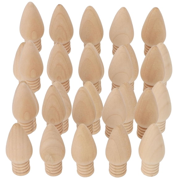 30Pcs Wooden Christmas Light Bulb Unfinished Wood Ornaments for Arts and Crafts,Cute and Compact Shape, Ideal for DIY Projects,Ideal for Home Decor, Classroom or Craft Fairs