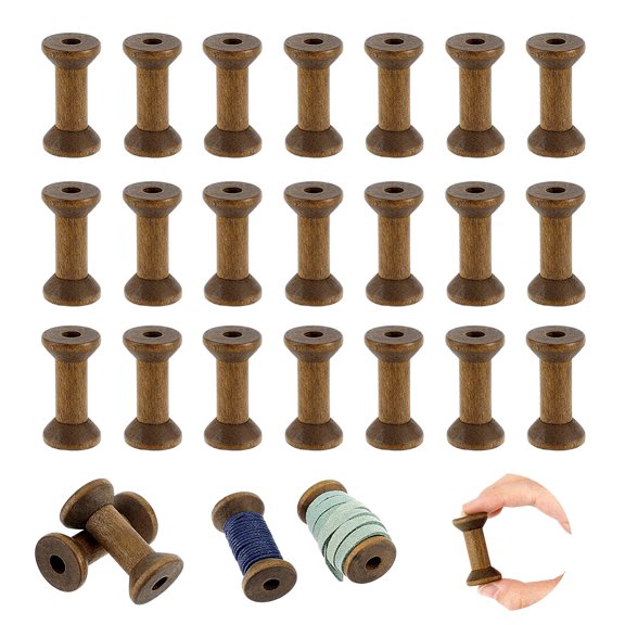 About 30Pcs Wooden Empty Spools Mini Coffee Wire Weaving Bobbins Natural Wood Sewing Thread Spool for DIY Embroidery Sewing Ribbon Winding Spool Diameter 22mm for DIY Fishing Line DIY Crafts