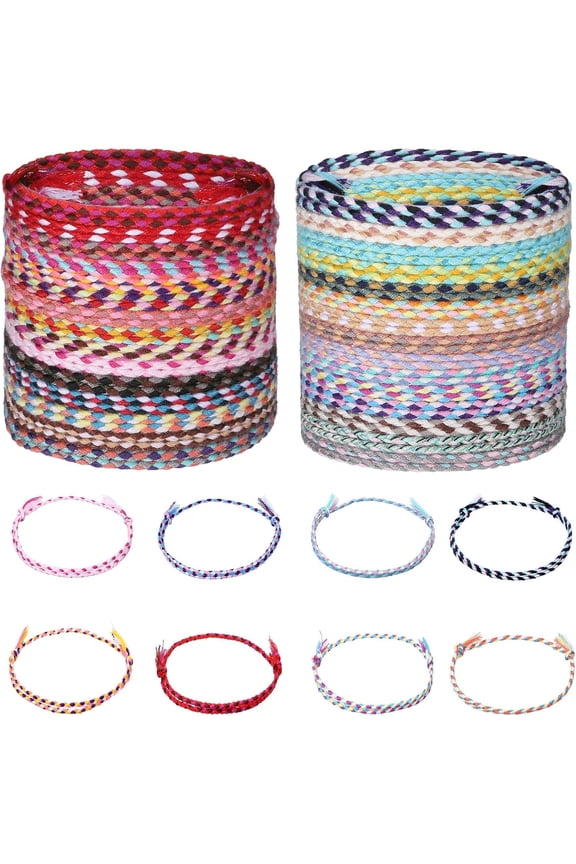 30Pcs Woven Wrap Friendship Bracelets, Handmade Braided Friendship Bracelet Adjustable Colorful Tassels Cotton Rope Bracelets for Women Men Teenagers