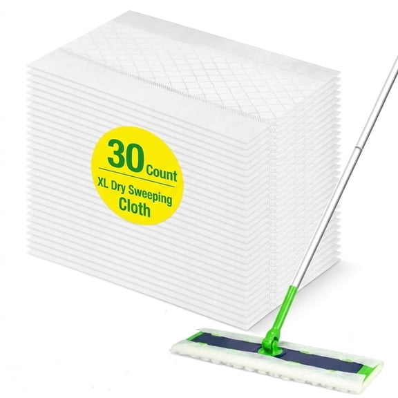 30Pcs XL Dry Sweeping Cloths for Sweeper XL Mop -Disposable X-Large Pet Dry Mop Refill - Multi-Surface Dry Cloth Refills for Floor Cleaning (Mop is not Included)
