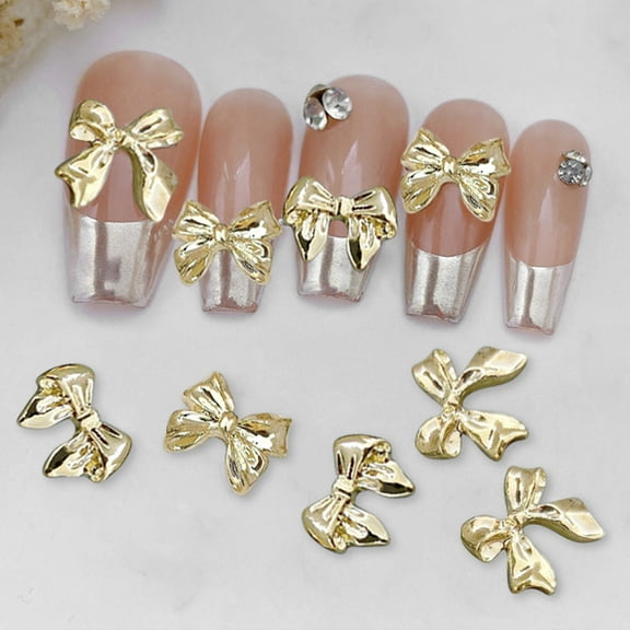 30Pcs Y2K Bow Nail Charms,Gold Cute Bows Nail Charm Kawaii Bowknot Nails Charms 3D Metal Alloy Long Ribbon Bowknots Nail Art Charms for Women Nail Art Supplies Nail Designs Nail Decor Nail Accessories