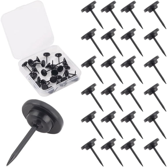 30Pcs Zinc Alloy Drawing Pins Flat Round Black 16x10.5mm DIY