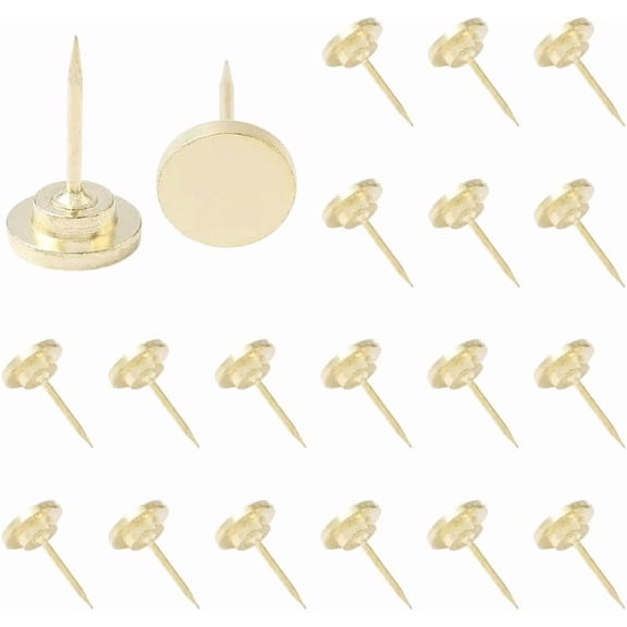 30Pcs Zinc Alloy Drawing Pins Flat Round Golden 17.5x10.5mm for DIY