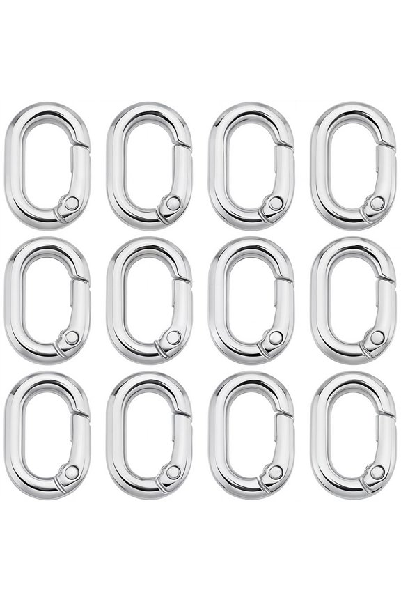 30Pcs Zinc Alloy Spring Gate Rings Oval Platinum 21x14x4mm