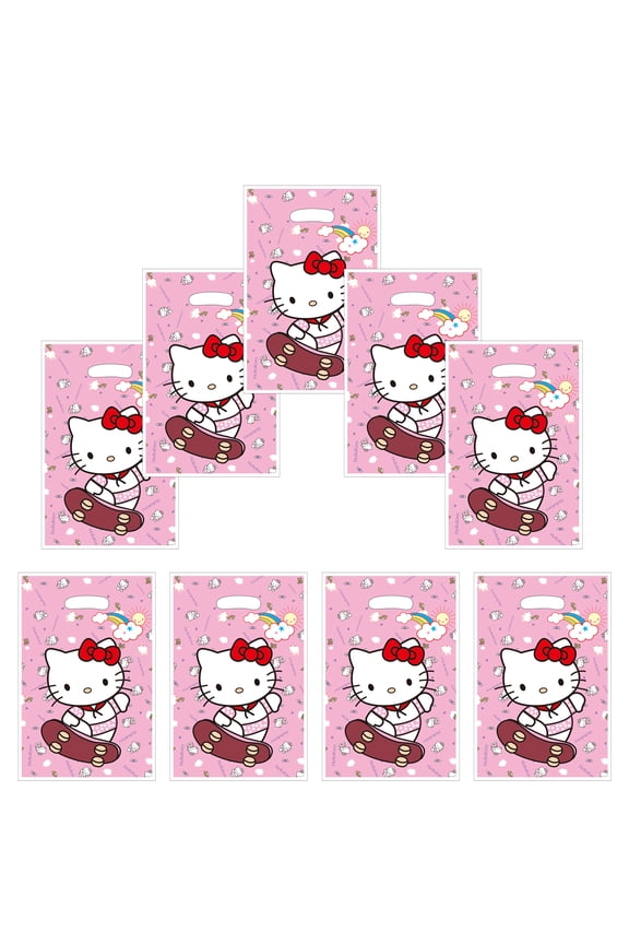 30Pcs skateboard Hello Kitty Birthday Party Favors Bag kitty Candy Goody Bags Birthday Party Supplies Decorations