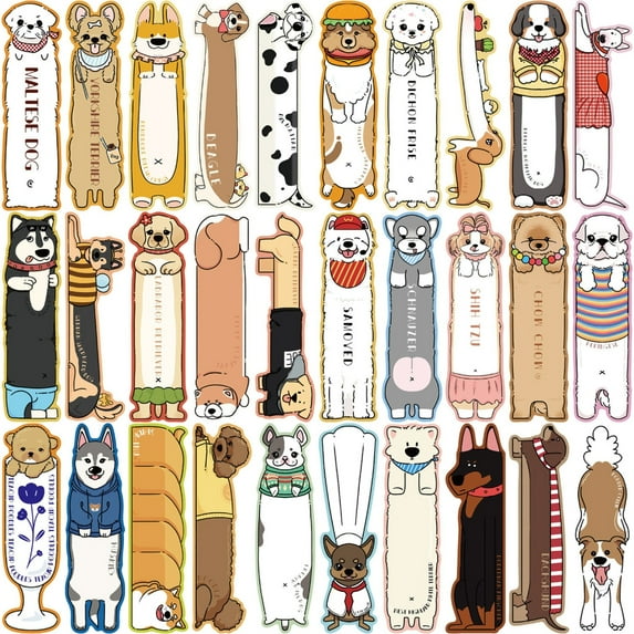30Pieces Cartoon Dog Art Illustrations Paper Bookmarks Scrapbooking Decorative Paper For Journaling Art Craft Project