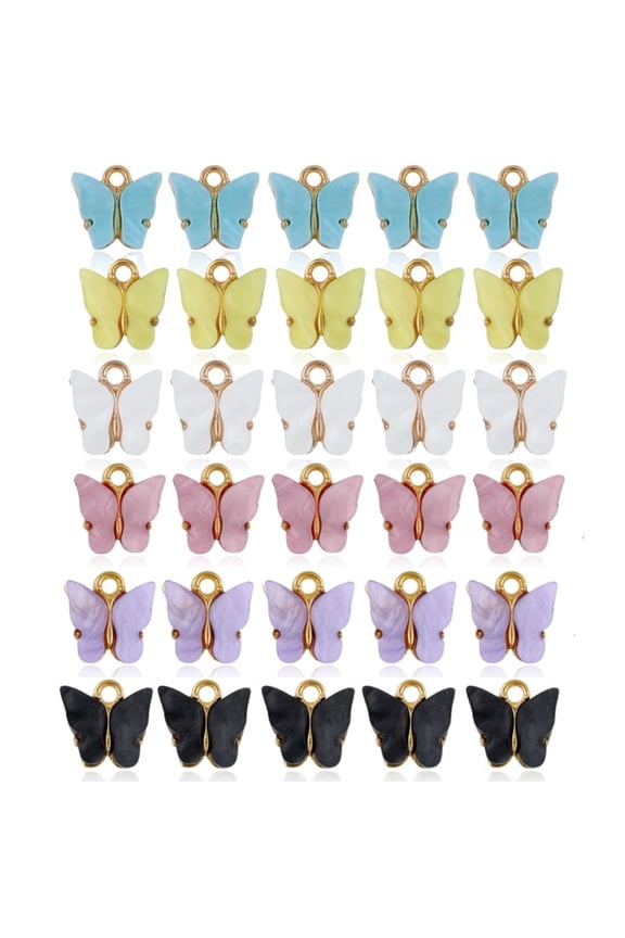 30Pieces Colorful Charms Acrylic for Butterfly Bracelet Pendant for Jewelry Neck
