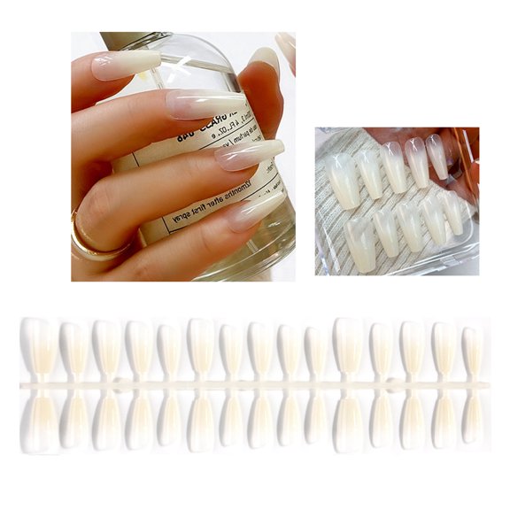 30Pieces Long Fake Nails Press On Glossy Acrylic Full Cover Artificial False Nails for Women