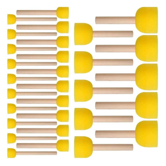 30Pieces Sponge Brush 4 Size Round Sponges Brush Set, Paint Tool for