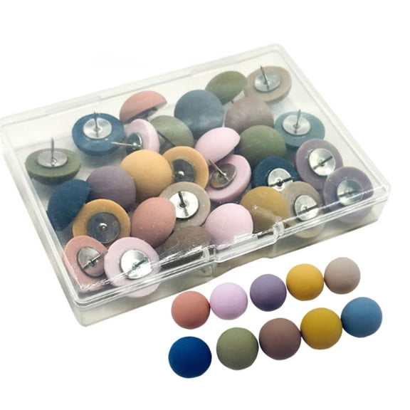 30Pieces Round-head Push Pins Thumb Tacks Map Pins Colorful Pushpins for Cork Board, Small Sewing Pins for Fabric Sewing