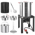 thumbnail image 1 of 30QT & 10QT Outdoor Turkey Fryer | Seafood Boil Pot | Cover & Skimmer Included | 50,000BTU Propane Burner | Aluminum Deep Fryer Pot with Basket | Crab, Seafood & Crawfish Boiler, 1 of 9