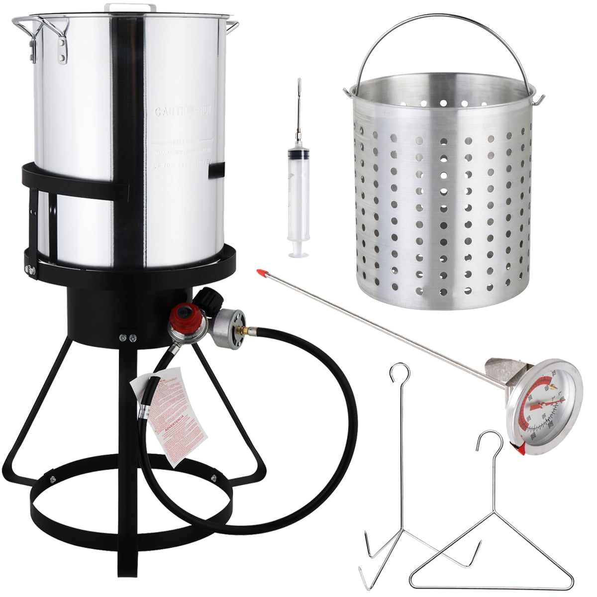 30QT Outside Turkey Deep Fryer Pot Boiling Seafood Cajun Lid Gas Stove