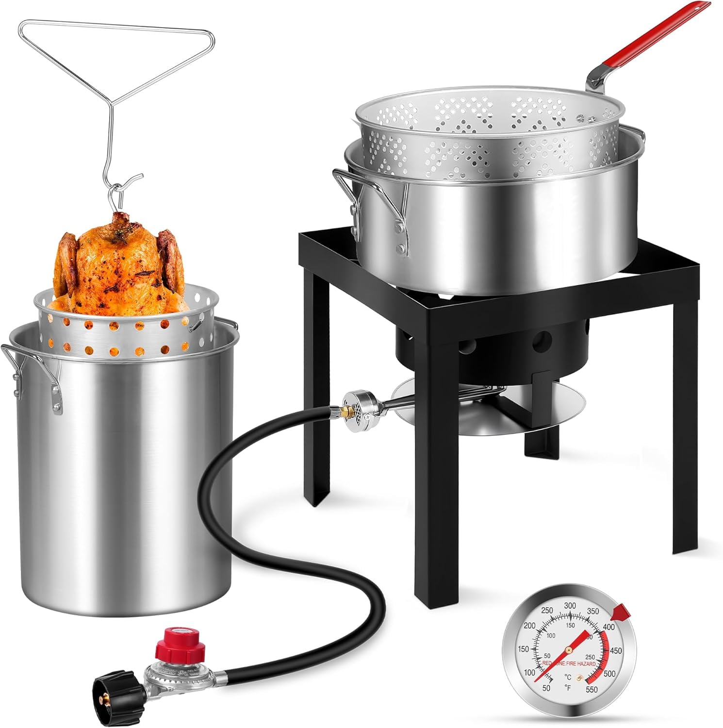 30QT Turkey Fryer & 10QT Fish Fryer Kit, Turkey Fryer Pot with Baskets ...