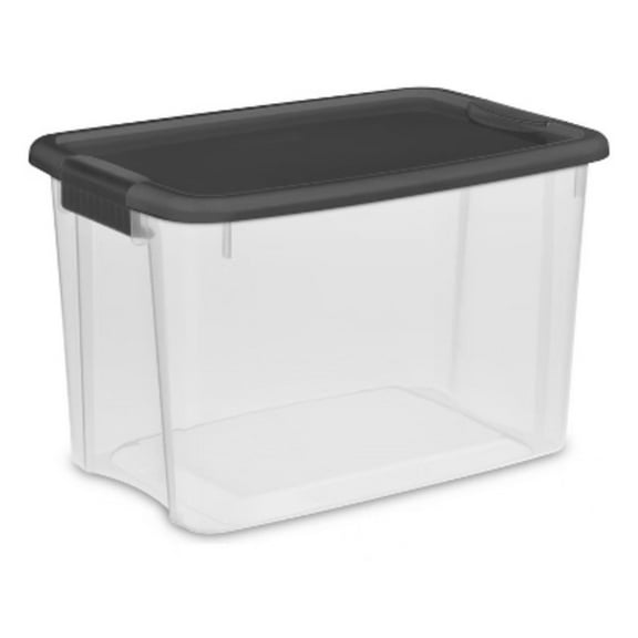 30Qt Ultra Clear Latch Box Clear Base Flat Gray Lid and Latches