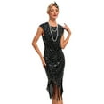 thumbnail image 1 of 30S Flapper Dresses 1920s Vintage Dress Summer Fringe Beaded Great Gatsby Party Cocktail Prom Tassels Sequin Size S-3XL,Black,M, 1 of 9