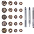 thumbnail image 1 of 30Set Leather Snap Fasteners Kit 0.66inch Metal Button Press Studs with Eyelets Installation Tools Antique Bronze for Clothes Bracelets Bags, 1 of 8
