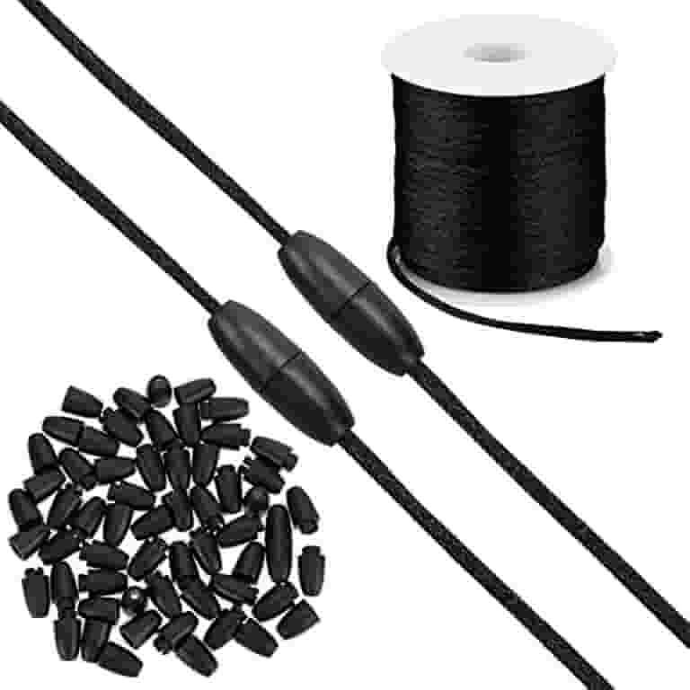 30Sets Black 23M Rattail Satin Cord Nylon Silky Lanyard Cords with
