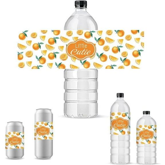 30Sheet 30pcs Wine Labels Orange Water Bottle Stickers Little Cutie Personalized Bottle Wraps Decorations Self-Adhesive Champagne Cover Tags for Wedding Birthday Party Anniversary
