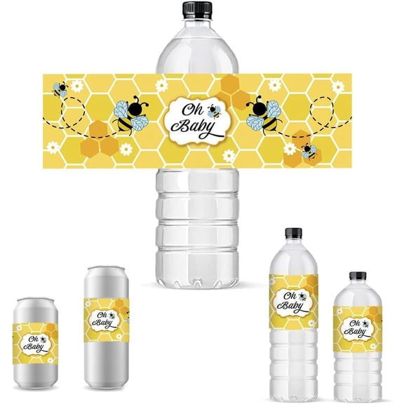 30Sheet Bottle Label Adhesive Stickers Rectangle Bees 216x64mm