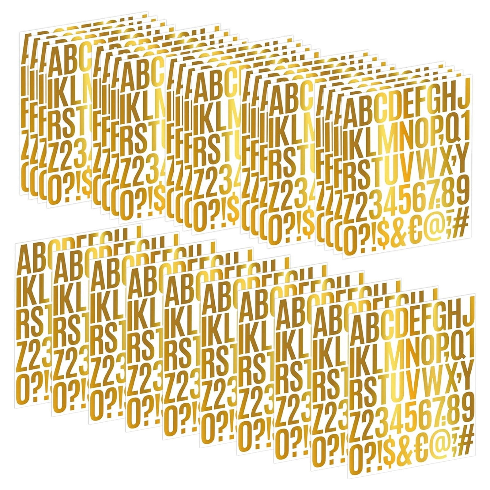 30Sheets Large Letter Sticker Decorative Sticker Gold Glittering Letter Number Sticker Adhesive Sticker for Scrapbooking