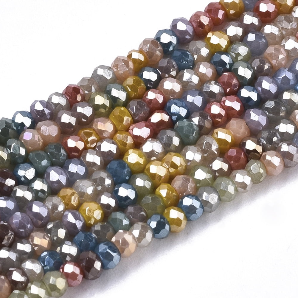 30Strand Electroplate Glass Beads Strands Pearl Luster Plated Faceted Rondelle Mixed Color 2mm Hole: 0.7mm about 188~198pcs/Strand 12.60 inch~13.11 inch(32~33.3cm)