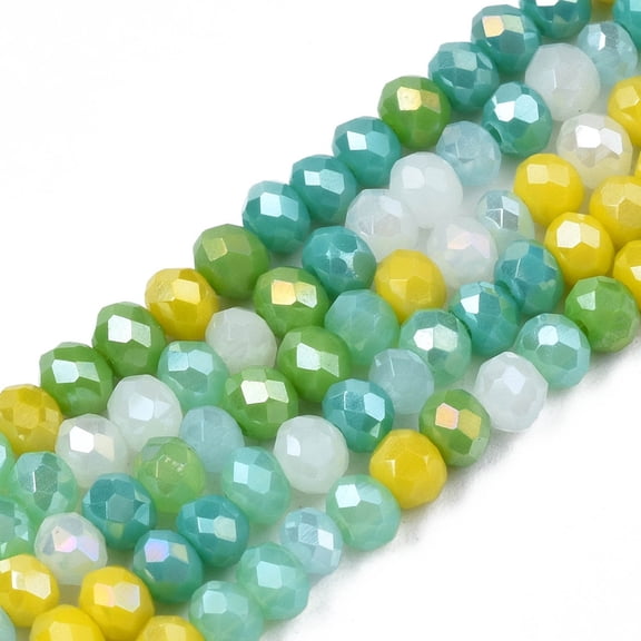 30Strand Opaque Glass Beads Strands Imitation Jade Glass Faceted Rondelle Medium Sea Green 3x2mm Hole: 0.8mm about 115~125pcs/strand