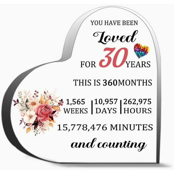 30Th Birthday Gifts For Women 30 Year Old Gifts 30Th Anniversary Presents Idea For Women Mom Wife G Gifts For Women Men,Acrylic Heart Keepsake For Family And Friends