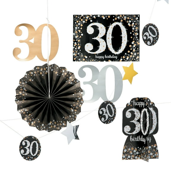 30Th Sparkling Celebration Decor Kit - Party Supplies - 10 Pieces