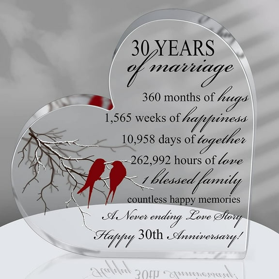 30Th Years Of Marriage Gift Wedding Anniversary Heart Marriage Keepsake Decoration Gift For Couple Parent Women Mom Husband Wife